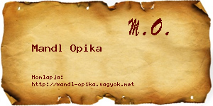 Mandl Opika névjegykártya